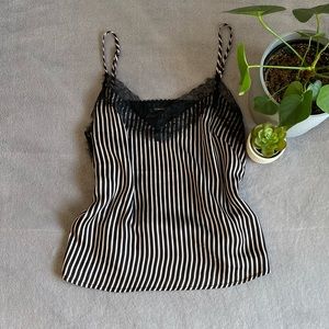 Dynamite black and white striped lace camisole size M